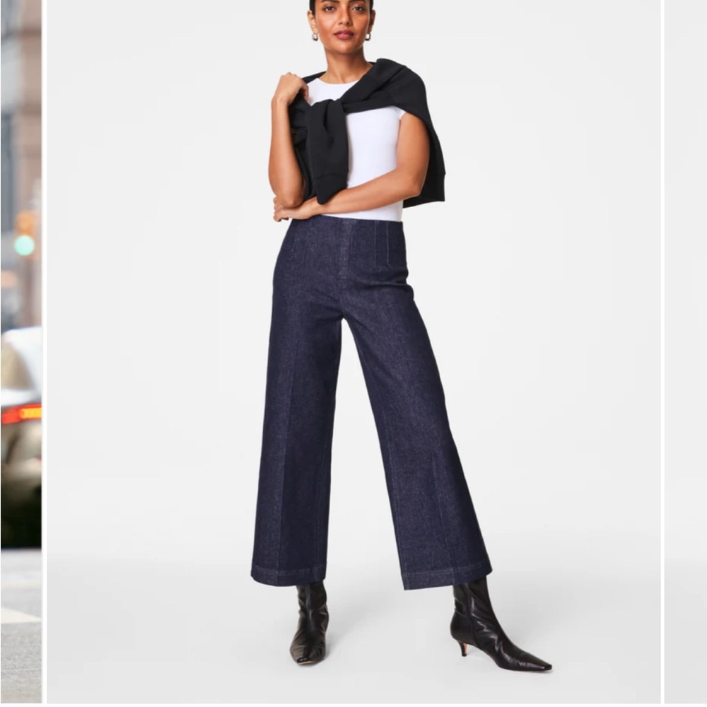 SPANX zero waistband cropped wide leg jeans